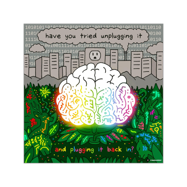 UNPLUG (Square Vinyl Sticker) – Ramin Nazer